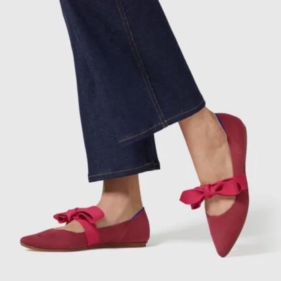 Rothy's Red Flats with Bow Detail - Picture 3 of 9
